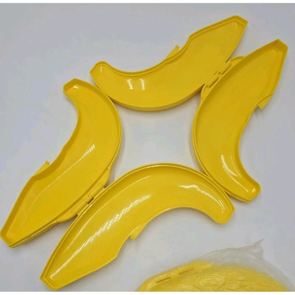 Vintage Tupperware Banana Keeper Set of 3 Yellow Storage Cases 1 NEW in Bag